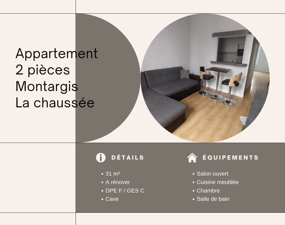 Vente Appartement APPARTEMENT 2 pices 31m2 Montargis