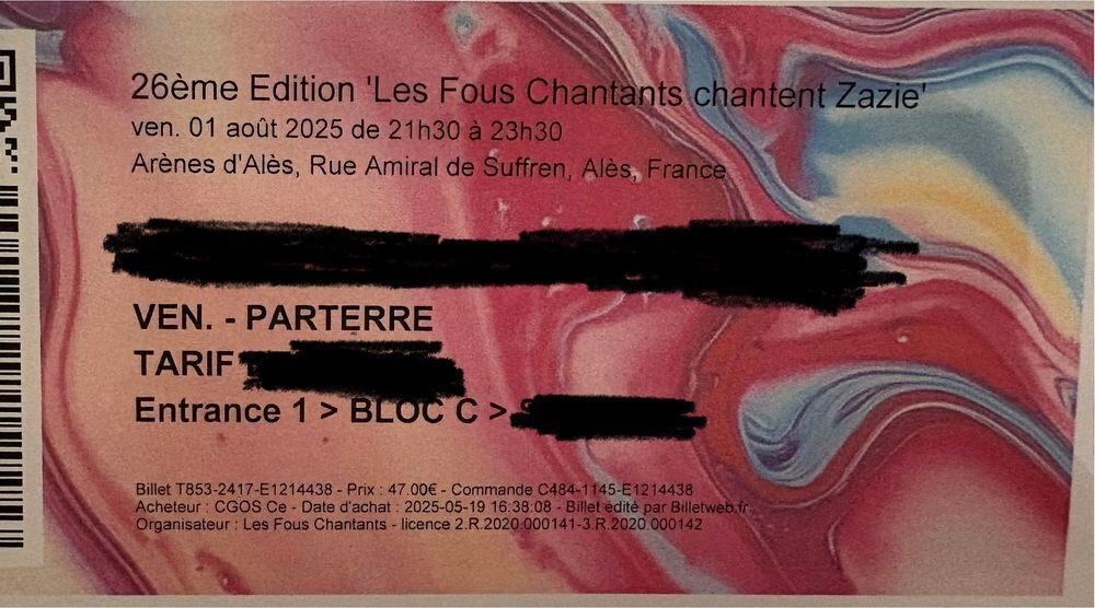 Spectacle choristes avec zazie Billetterie