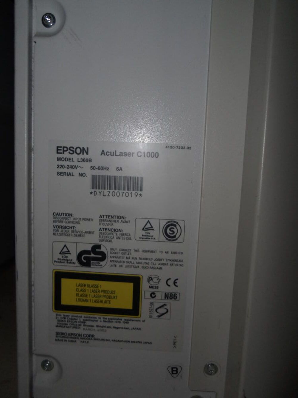 EPSON ACULASER C1000 Matériel informatique