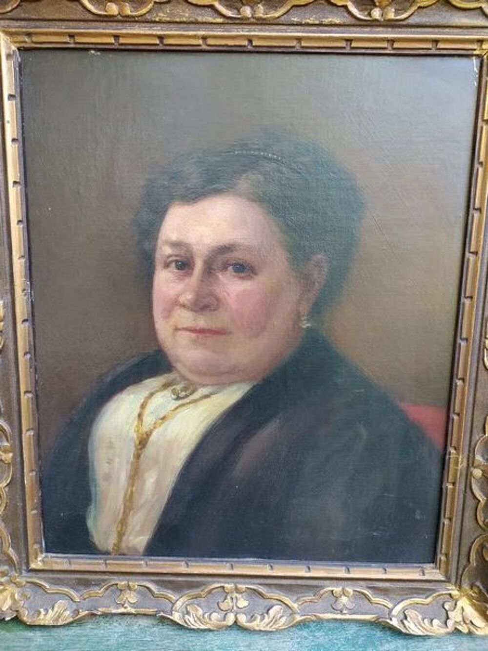 Tableau Portrait Femme D&eacute;but XX&egrave;me Cadre Montparnasse Dor&eacute;. 