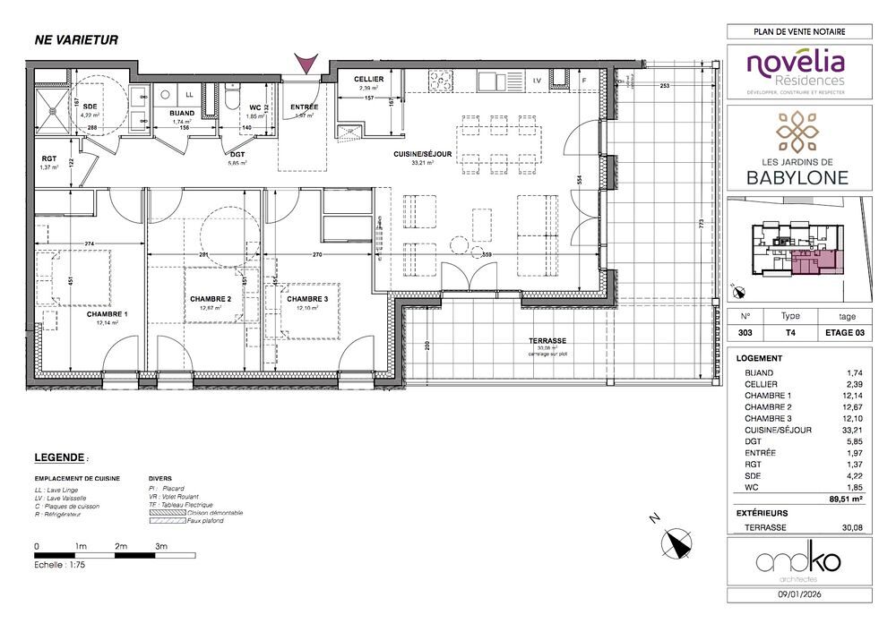 Vente Appartement NOUVEAU ! LES JARDINS DE BABYLONE  PETIT IMMEUBLE NEUF AU CALME ET AU COEUR DE  SAINT JEAN DE MAURIENNE  Les T4 d'une superficie de 86 et 89 m2 et situés au 3e et dernier étage, disposent, en plus, d'un superbe balcon-terrasse carrelé de 19 et 30 m2. Saint-jean-de-maurienne