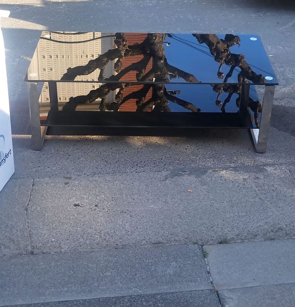 Table basse en verre noir ? 2 &eacute;tages ? 127x64x42 cm Meubles
