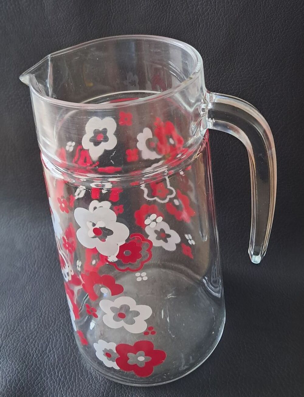cruche carafe pichet vintage 70 80 en verre moul&eacute; d&eacute;cor Décoration