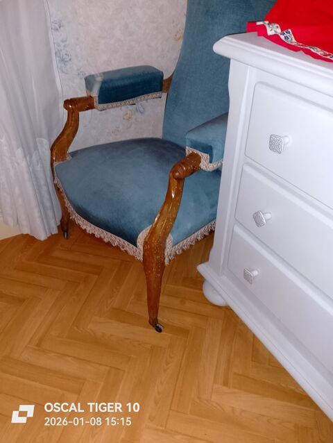 Fauteuil en bois tissu voltaire bleu 100 Albi (81)