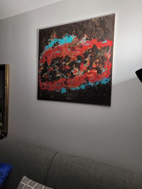 Un tableau abstrait sur bois  largeur 95 hauteur 99 100 Vincennes (94)