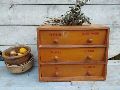 Petit Meuble de M�tier � Tiroirs Th� Tisane Vintage 70 Loches (37)