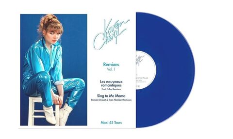 KAREN CHERYL MAXI 45 TOURS VINYLE COULEUR BLEU  REMIXES - VO 26 Caudry (59)