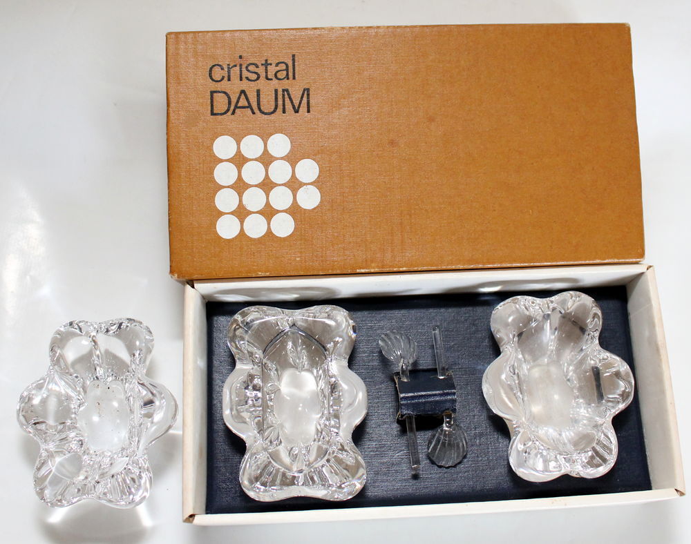 Sali&egrave;res cristal DAUM en boite vintage 70 Cuisine