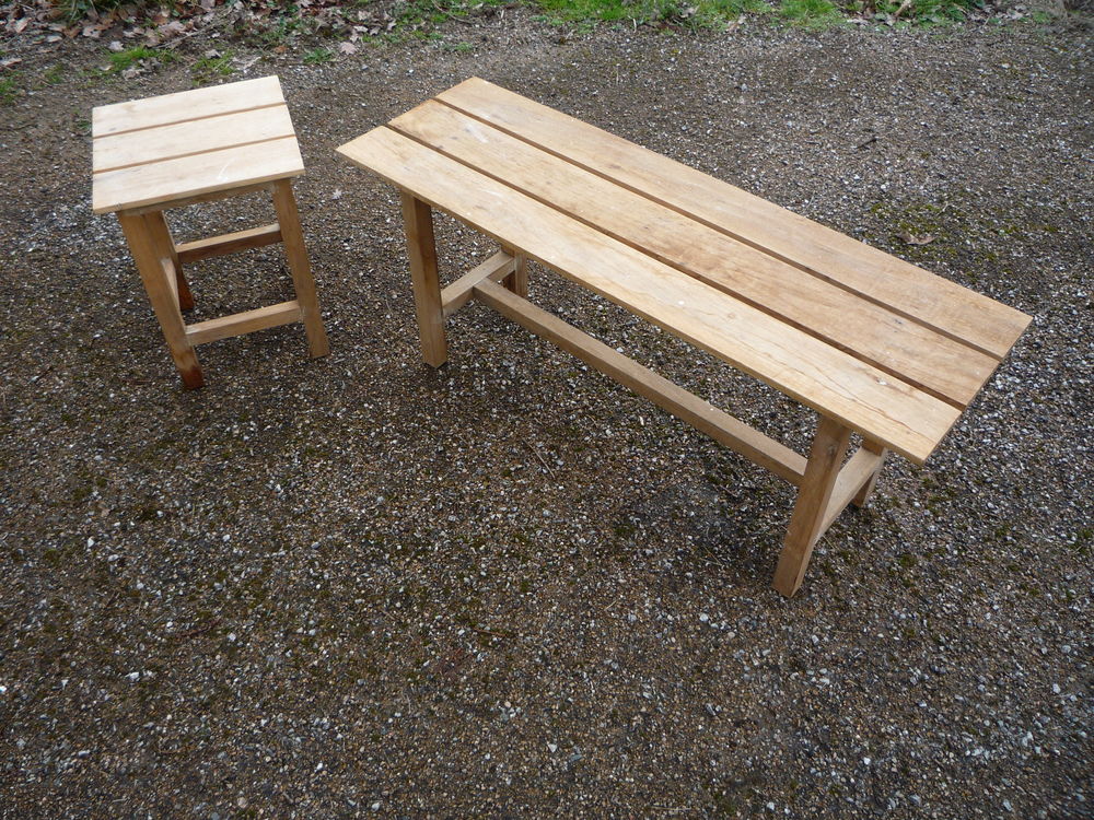 Banc et tabouret bois (G) Meubles