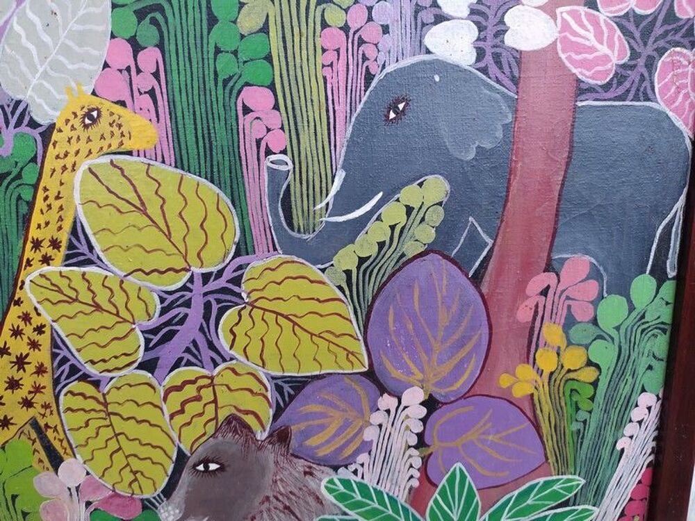 Berny Mathias Tableau Animaux Haiti Haitian Painting
