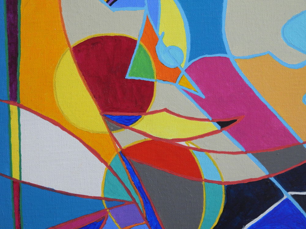 Tableau acrylique sur toile - Autoportrait au loup Décoration