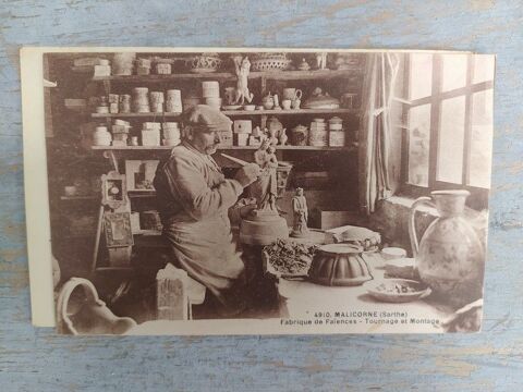 72. CPA MALICORNE Fabrique de Fa�ences. Tournage et Montage 12 Loches (37)