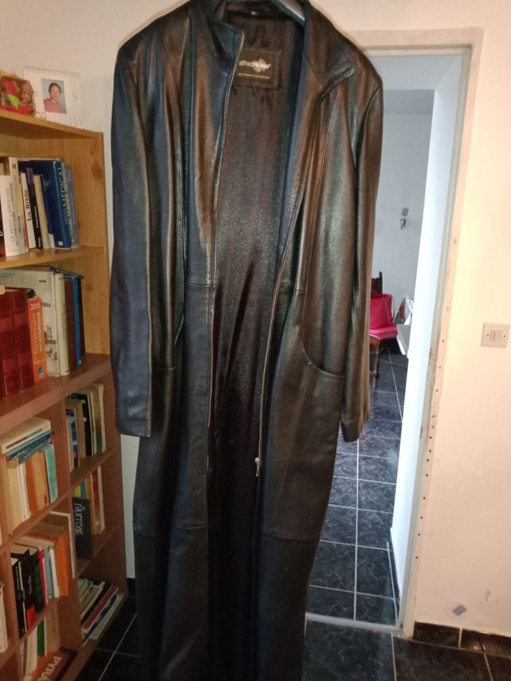 Manteau long cuir homme style matrix shop