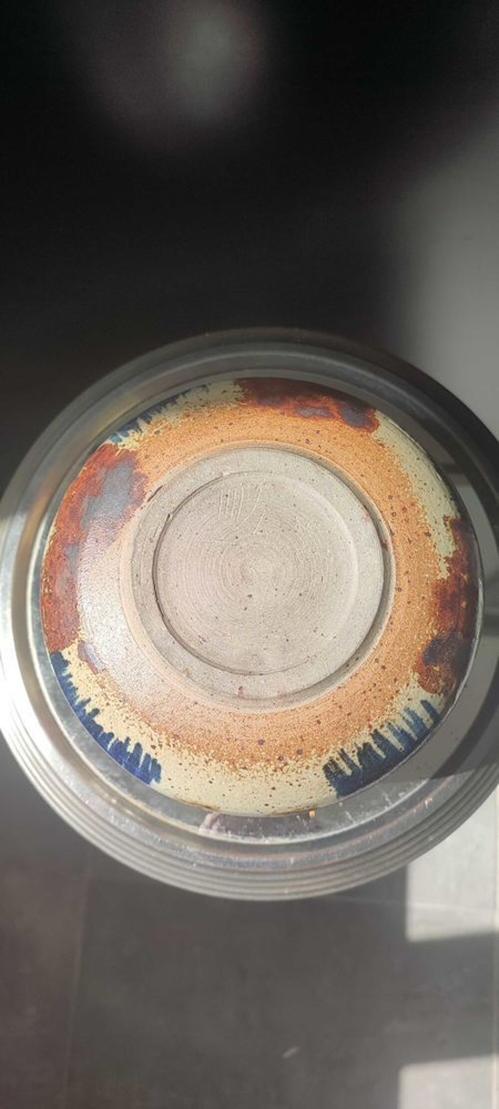 Vase Boule en Gr&egrave;s pyrit&eacute; sign&eacute; 