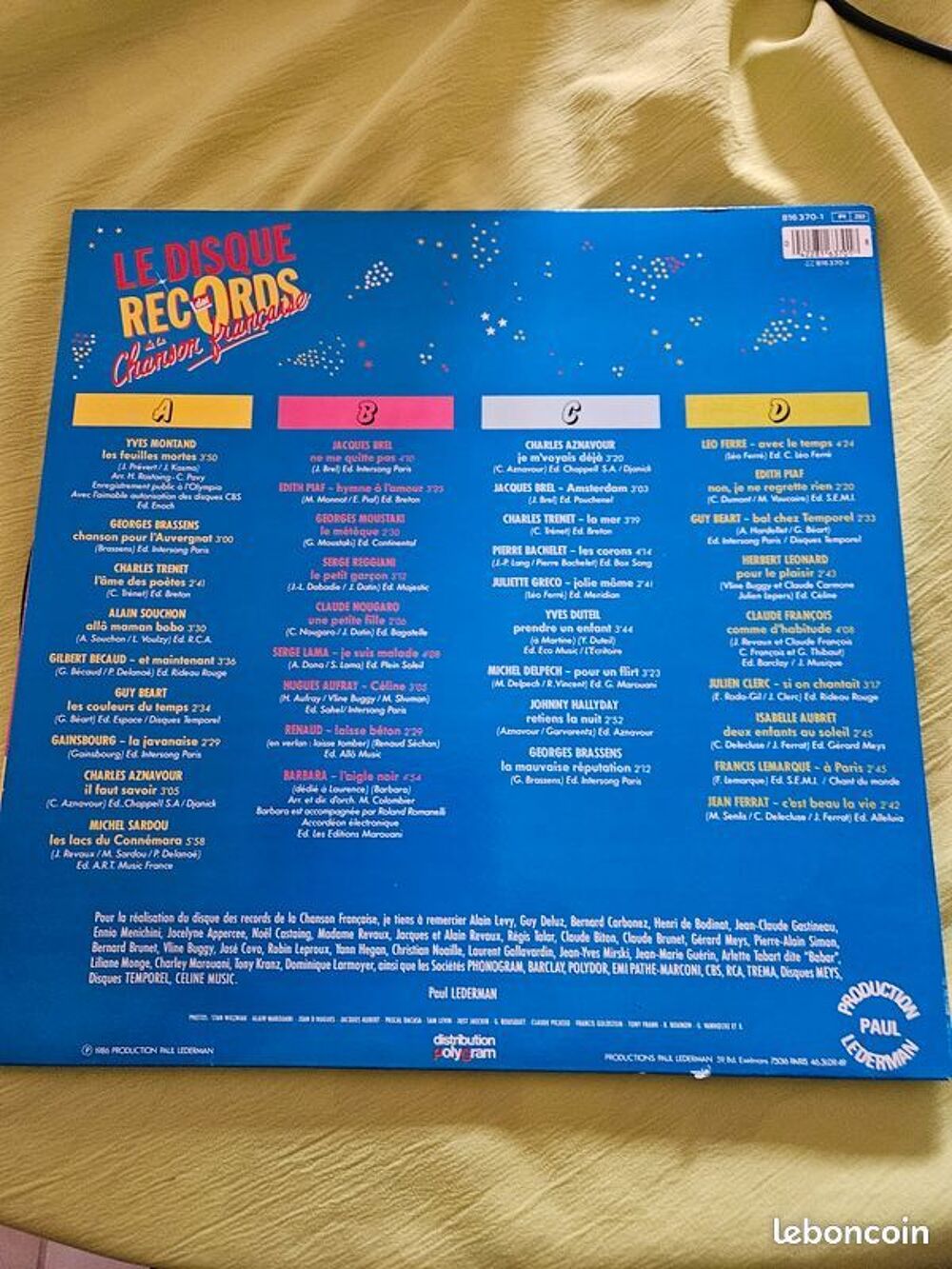 2 vinyles Le Disque Des Records De La Chanson Fran&ccedil;aise 8 CD et vinyles