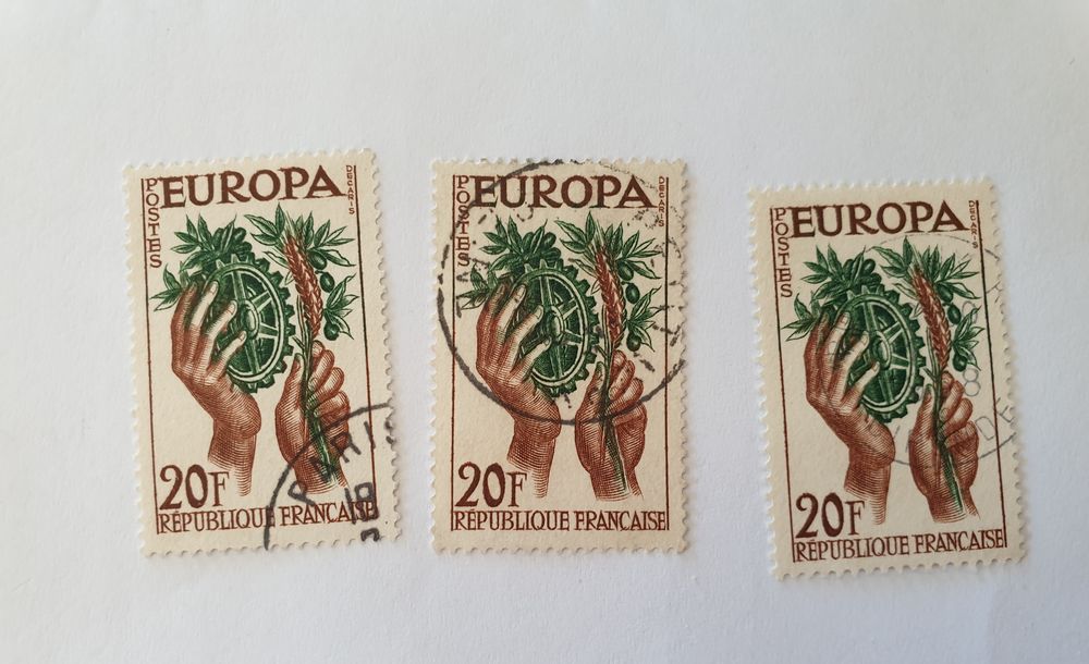 Timbre France Oblit&eacute;r&eacute; 1957 Europa 20 F - le lot 0.30 euro 
