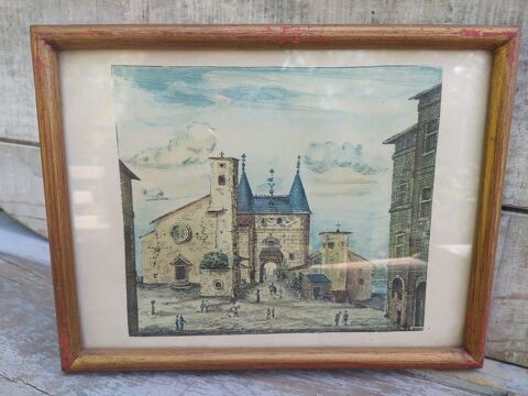 Gravure Vue d'Optique Chteau  Situer Environs de Marseille 49 Loches (37)