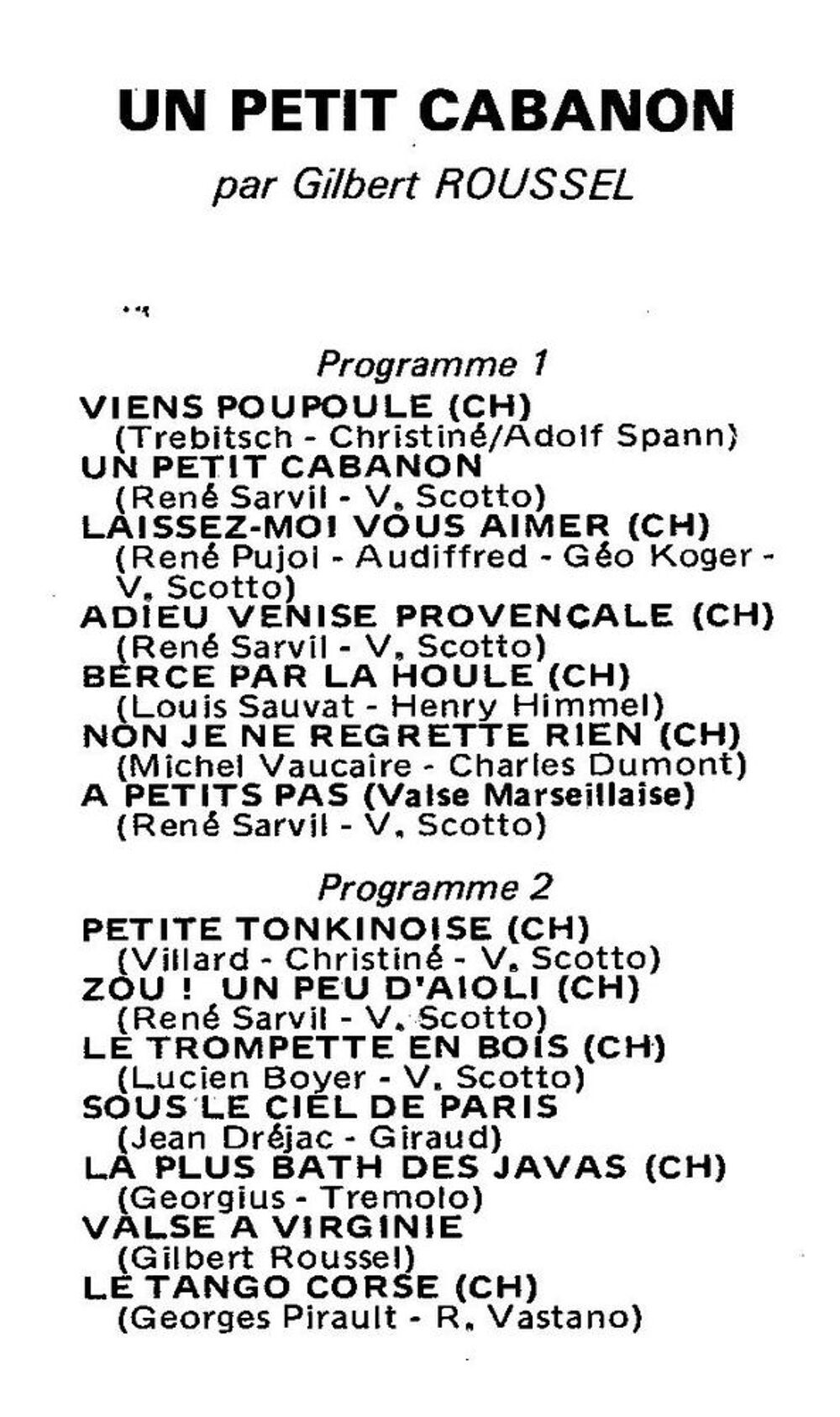 Cassette K7 audio Gilbert Roussel 'Un petit cabanon' CD et vinyles