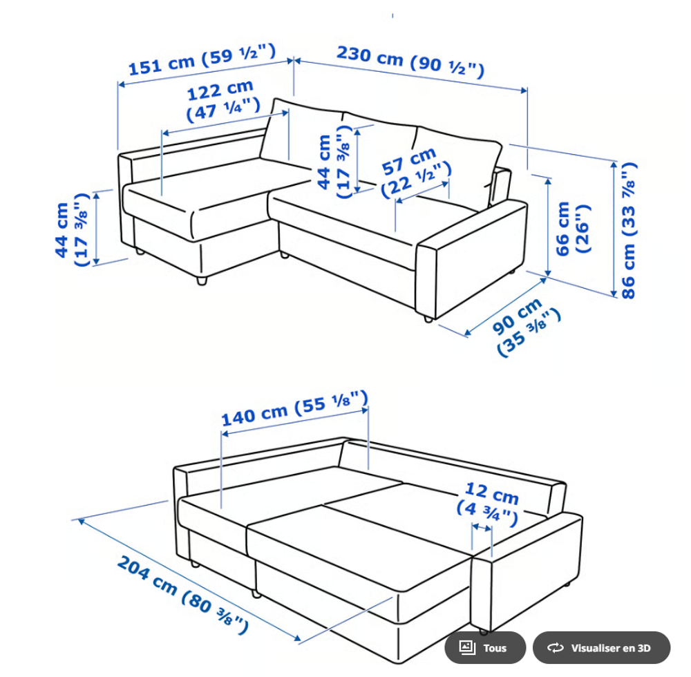 Canap&eacute;-lit IKEA FRIHETEN gris ? angle+coffre ? tr&egrave;s bon &eacute;tat Meubles
