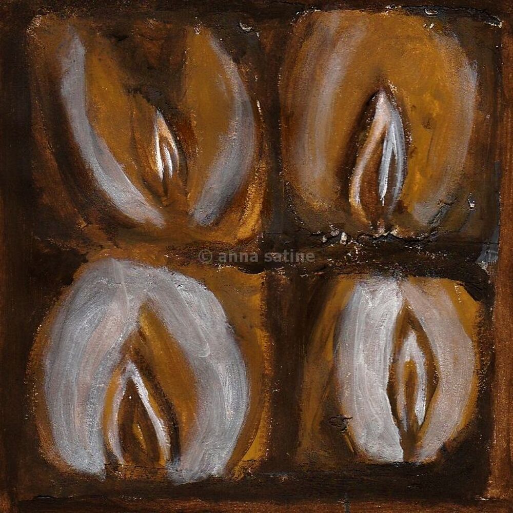 triptyque nu brut - 13x13cm x3 - tempera - encadr&eacute;s Décoration
