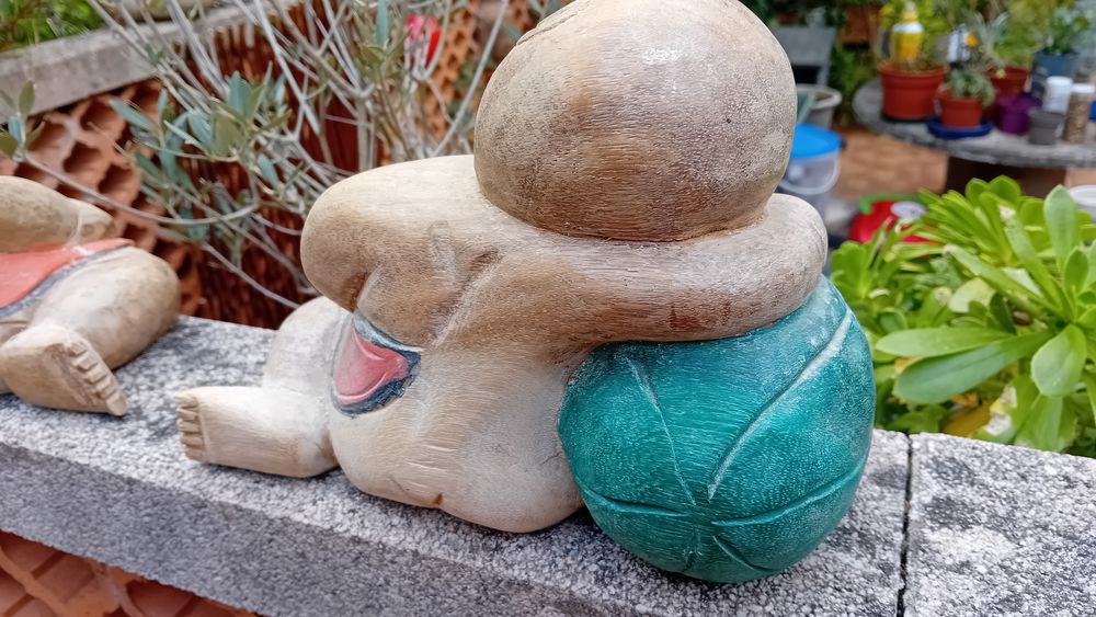 Bouddha couple de jeunes enfants asiatiques en bois massif Décoration