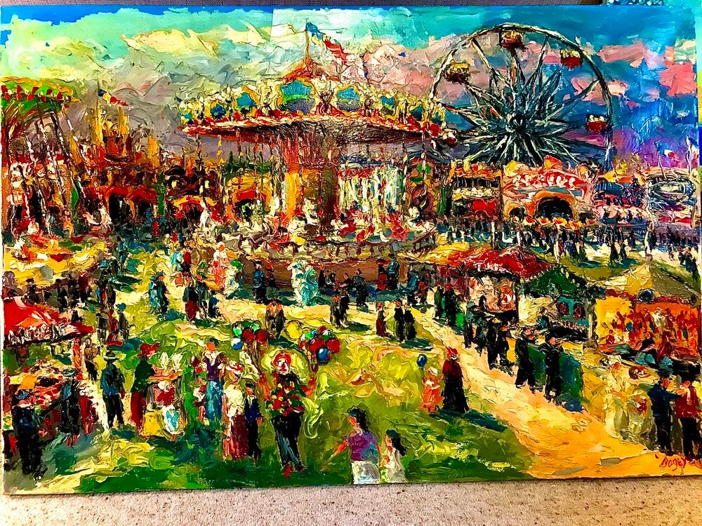 HUILE SUR TOILE sign&eacute;e BOGEY 