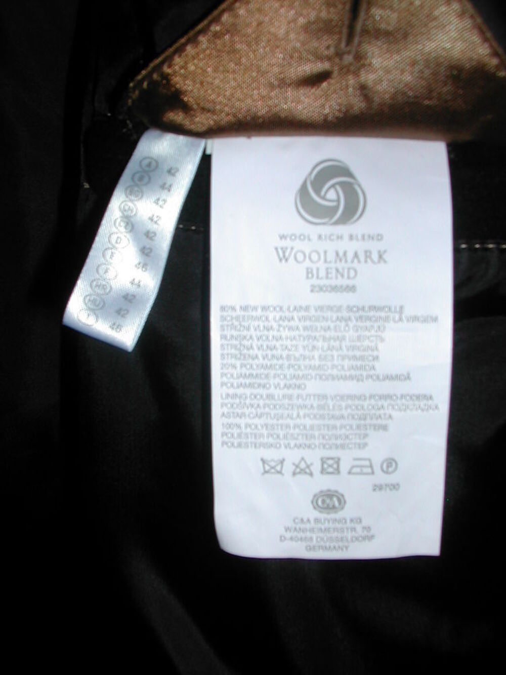 Manteau noir, taille 44, marque C &amp; A, TBE Vêtements
