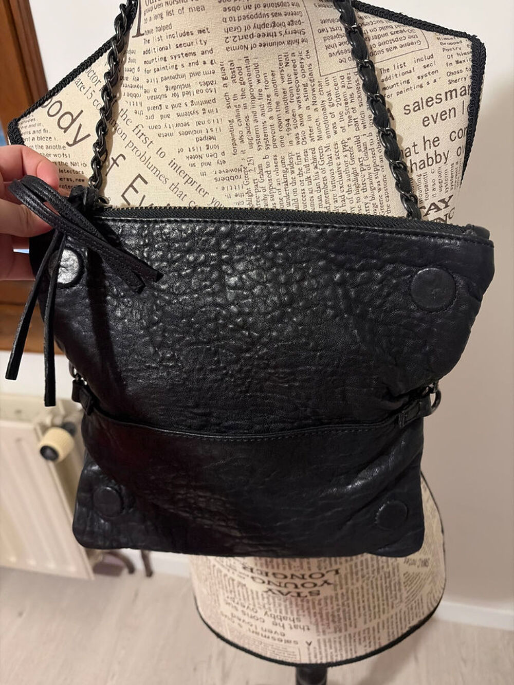?? Sac Zadig &amp; Voltaire Rock Bubble en Cuir Noir ?? Cha&icirc;ne Maroquinerie