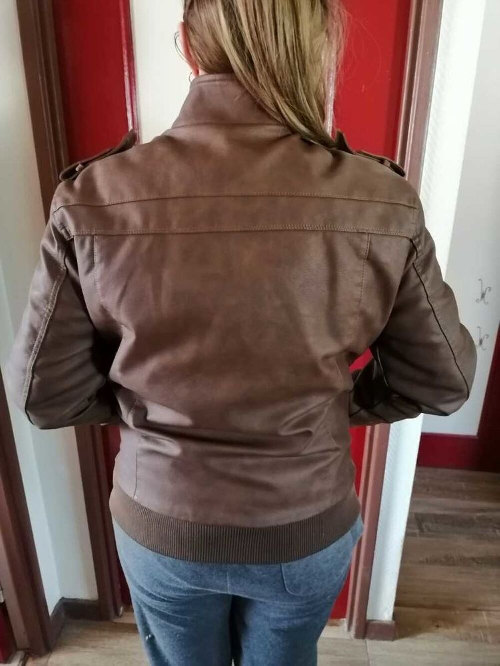 Blouson T. L simili cuir marron Vtements