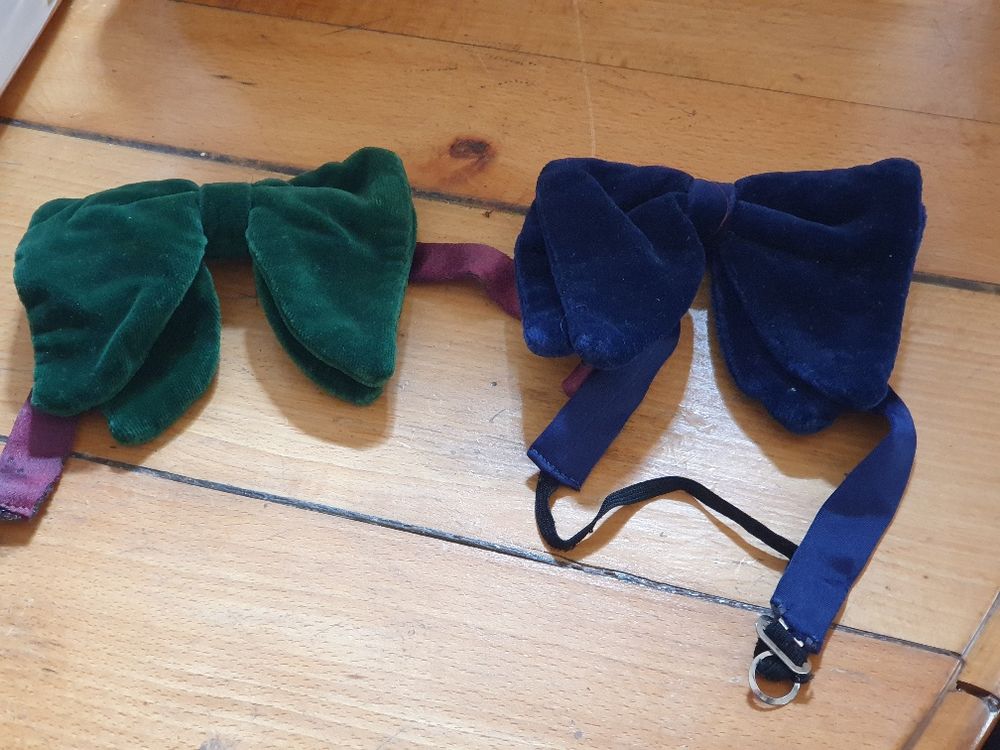 Noeud papillon en velours vert et 1 bleu vintage Vêtements