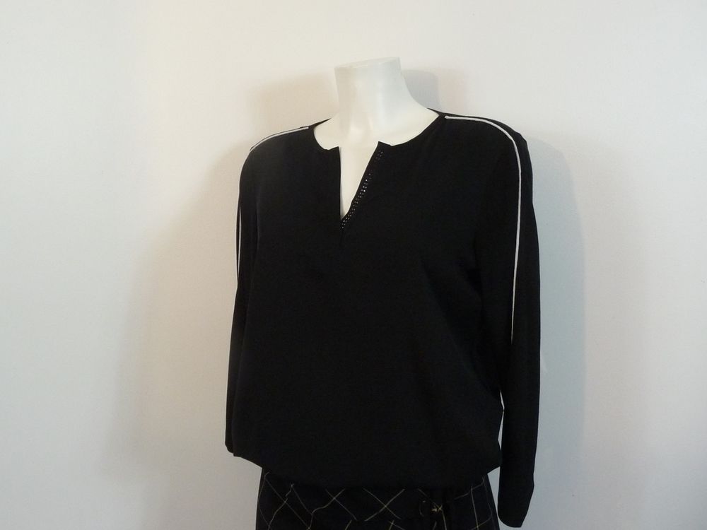 Blouse/ Top/ Tee Shirt Bi Mati&egrave;re Noir &agrave; Lien &agrave; Nouer- Canda Vêtements