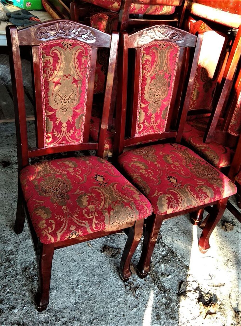 Chaises bois et velours type asiatique Meubles