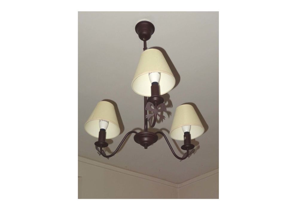 Lustre suspension 3 branches m&eacute;tal brun parfait &eacute;tat Décoration