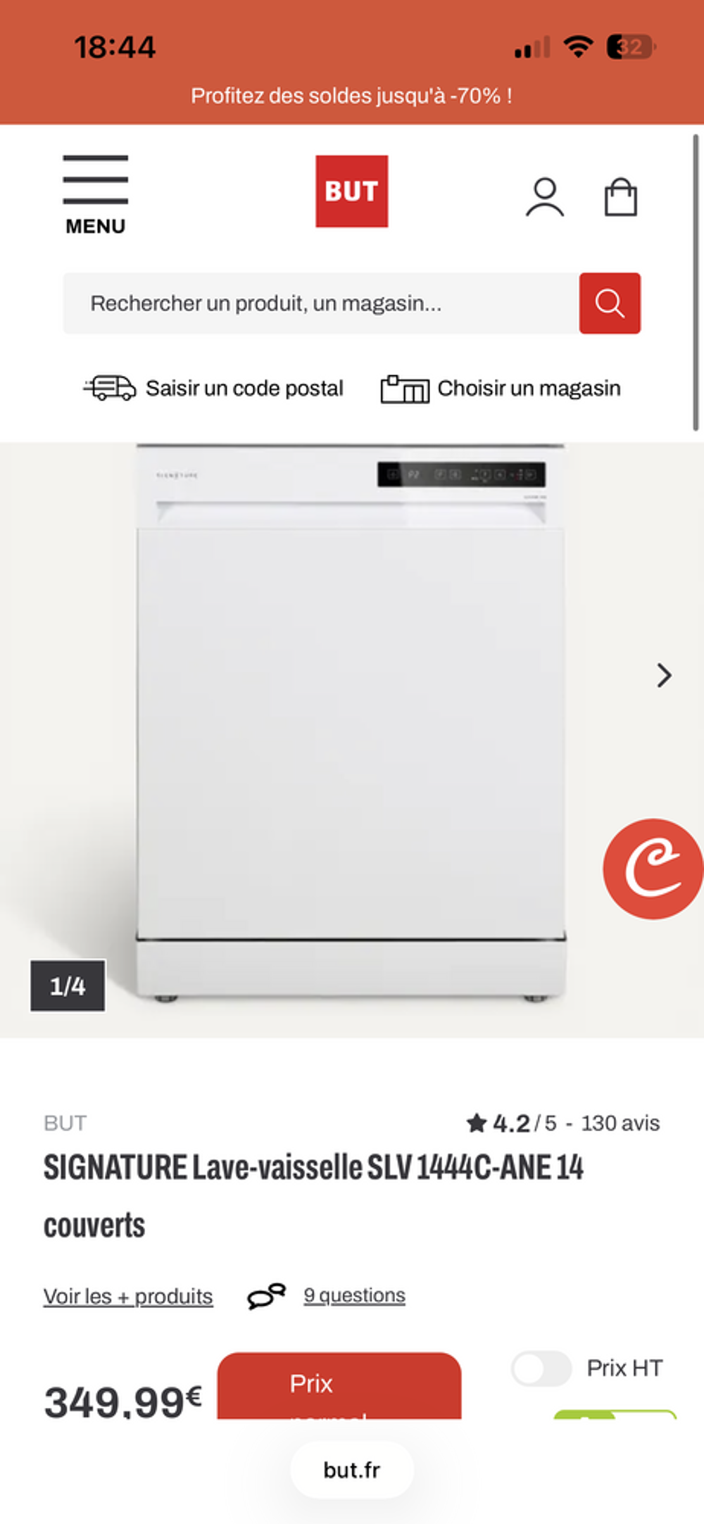 Lave-vaisselle SIGNATURE SLV 1444C-ANE - Garantie -> 11/27 Electroménager