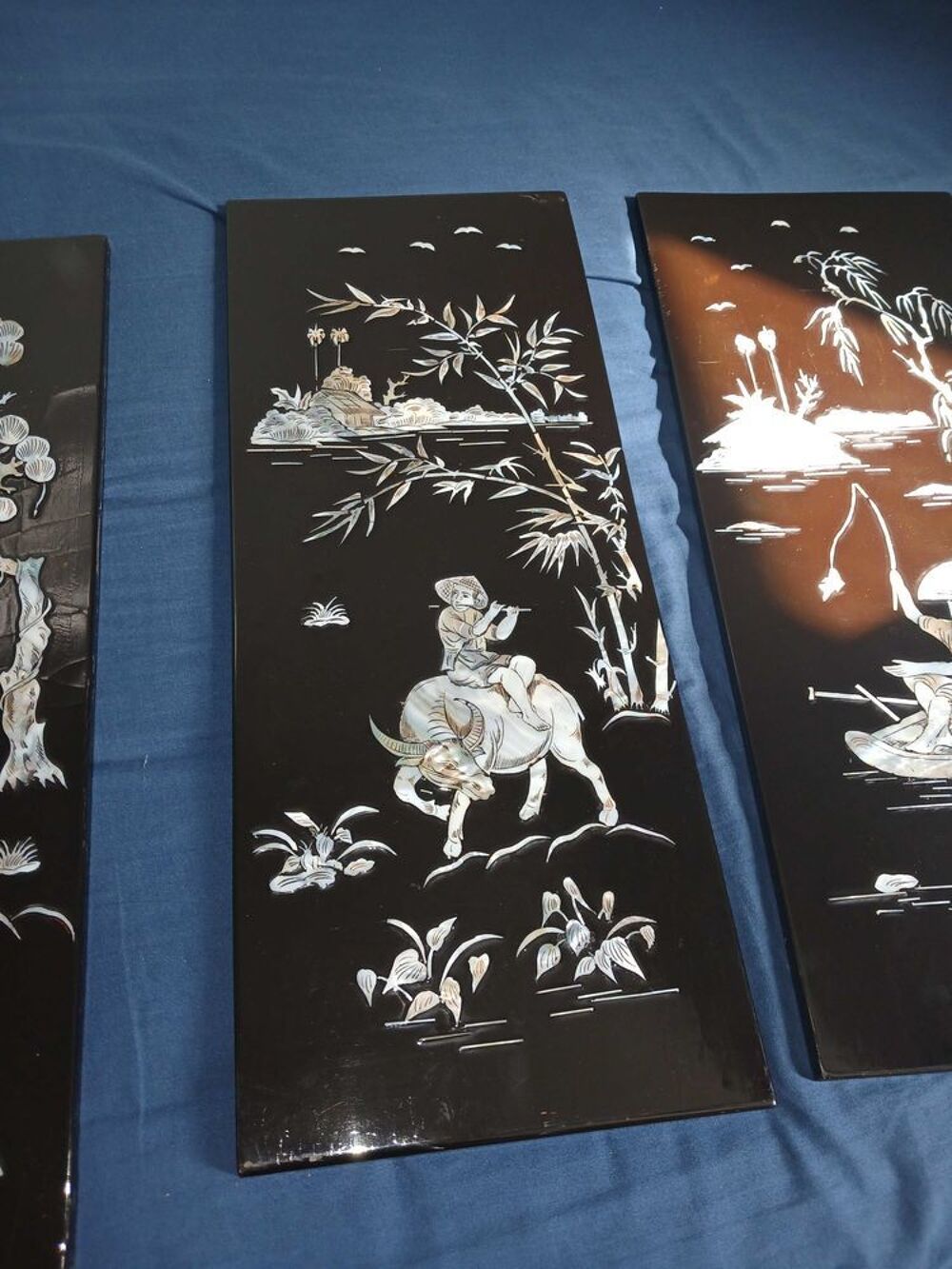 4 panneau d&eacute;coration asiatique tr&egrave;s bon &eacute;tat 
