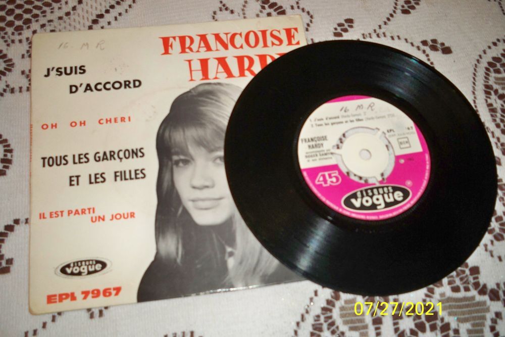 FRANCOISE HARDY 45TOURS " TOUS LES GARCONS TE LES FILLES" Audio et hifi
