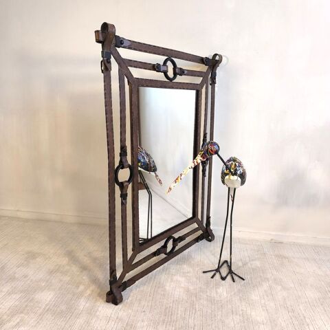 ?? Exceptionnel Miroir Jean-Pierre Ryckaert Fer façon cuir 850 Créteil (94)