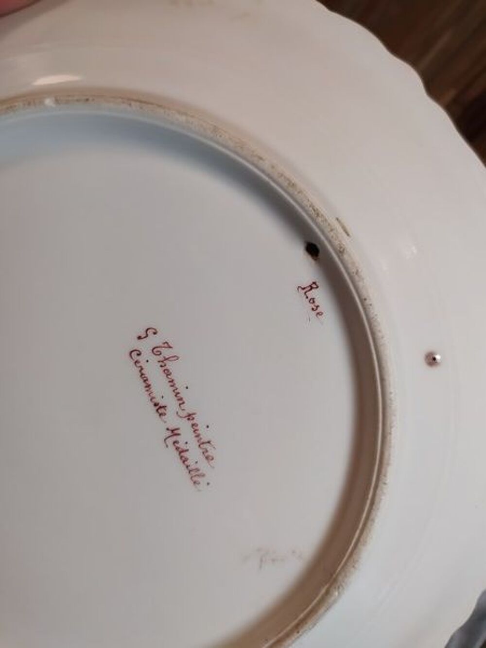 Ancienne Assiette Porcelaine D&eacute;cor Peint Sablaise Décoration