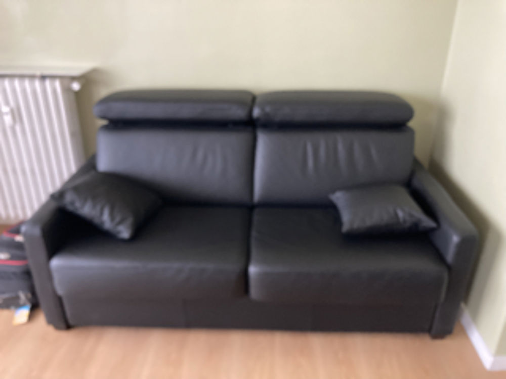 Sofa cuir noir convertible 3 places Meubles