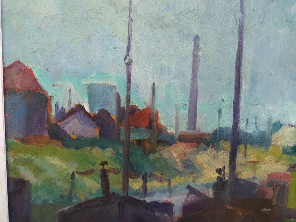 Tableau Marine Bateaux Port Industriel Fauvisme 
