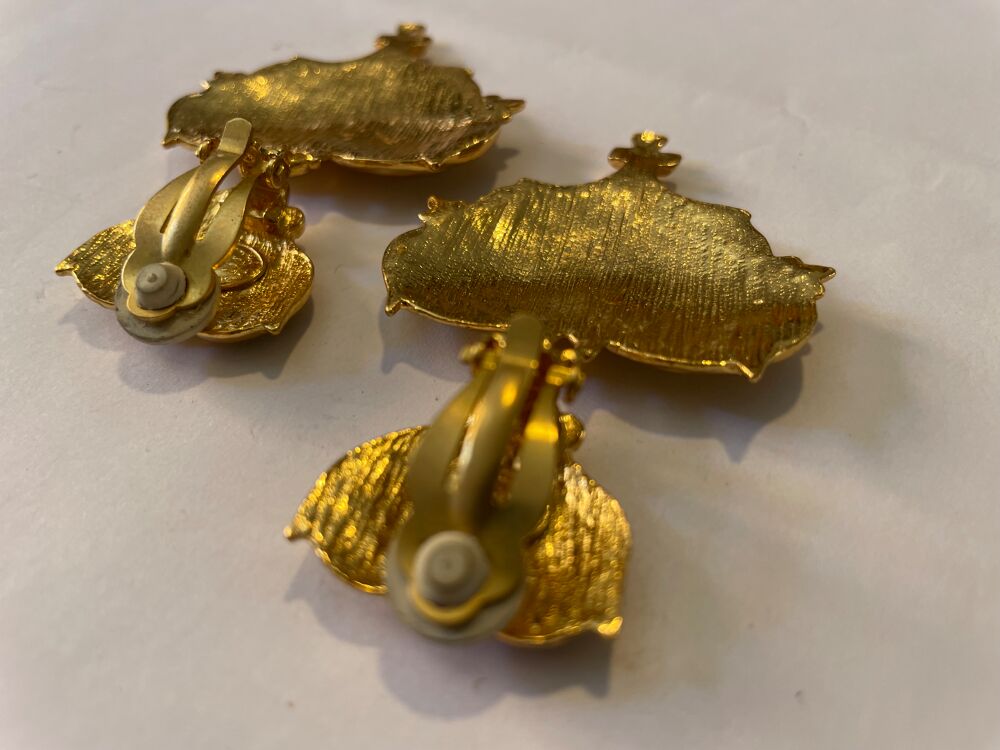 BO Clip coeur croisillons email vert nacr&eacute; + pendant c?ur CL Bijoux et montres