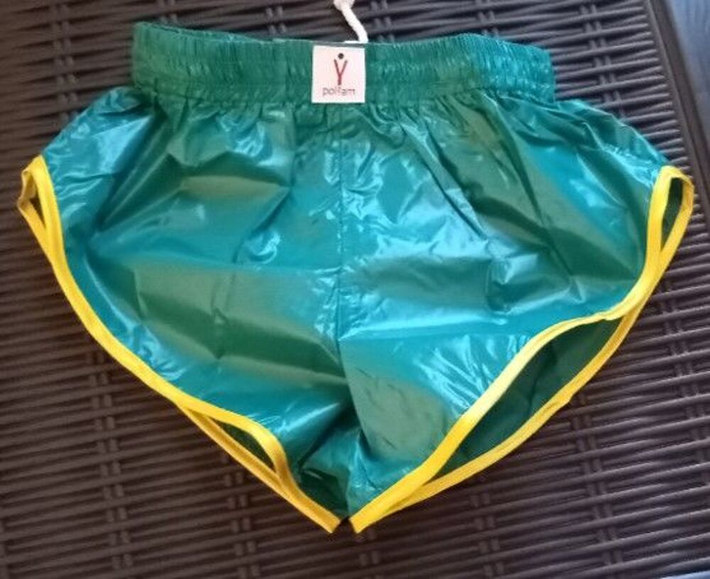 Short vintage nylon polyamide 6J2 Vert/Jaune 3 sizes S-M-L Vêtements