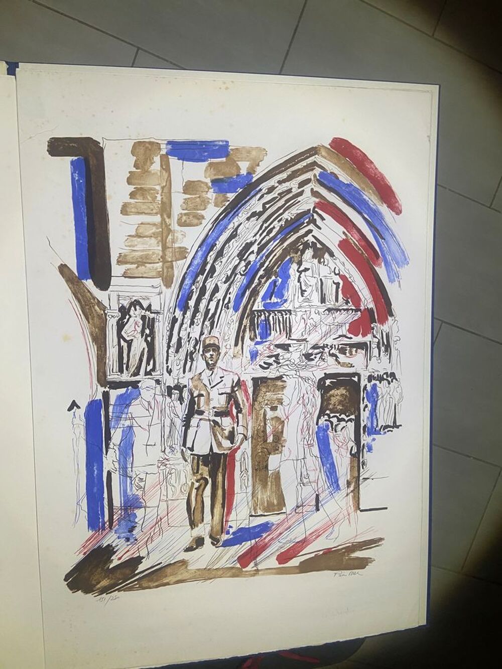coffret 5 Lithographies du G&eacute;n&eacute;ral De Gaulle de Pierre Duc Décoration