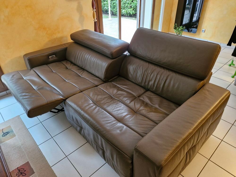 Canap&eacute; Cuir 4 places Relax &eacute;lectrique Meubles