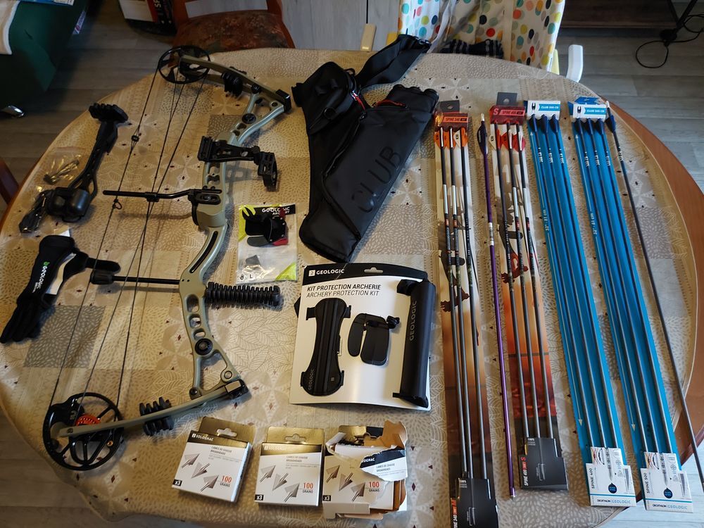 Kit arc &agrave; poulie de cible et de chasse 500 kaki droitier Sports