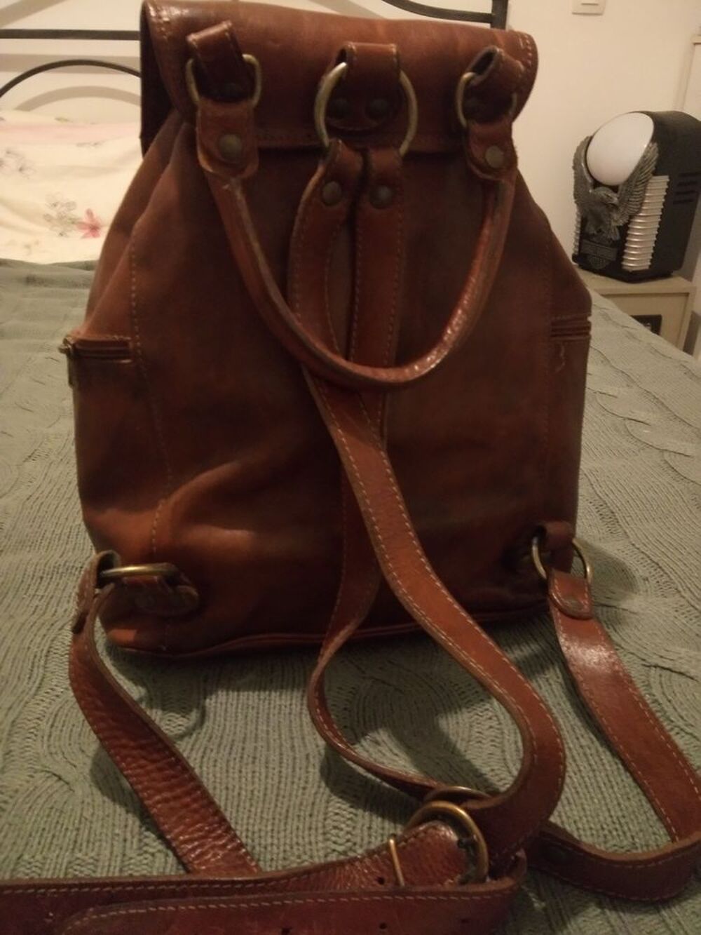 Sac &agrave; dos cuir femme marron grande taille mode Chaussures