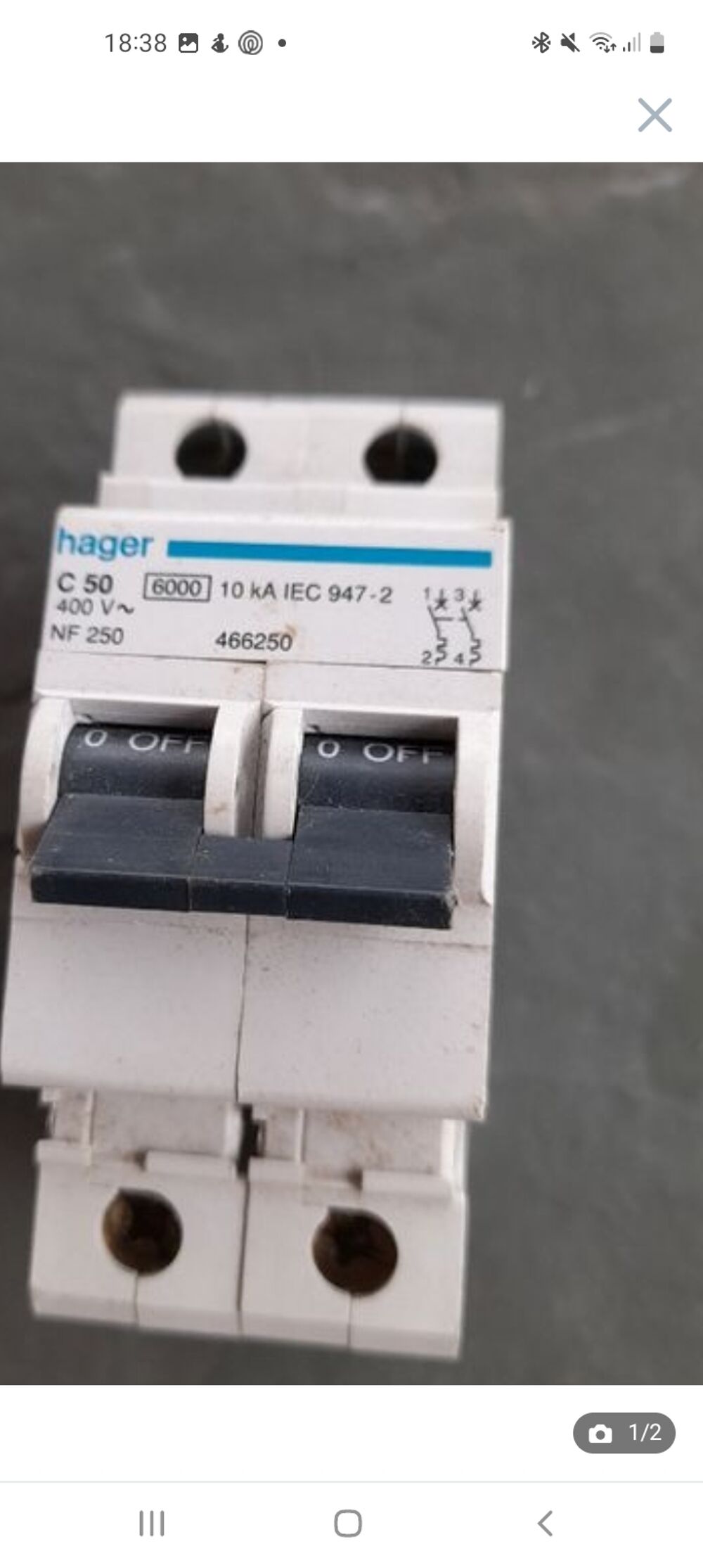 disjoncteur bipolaire Hager NF250 comme neuf Bricolage