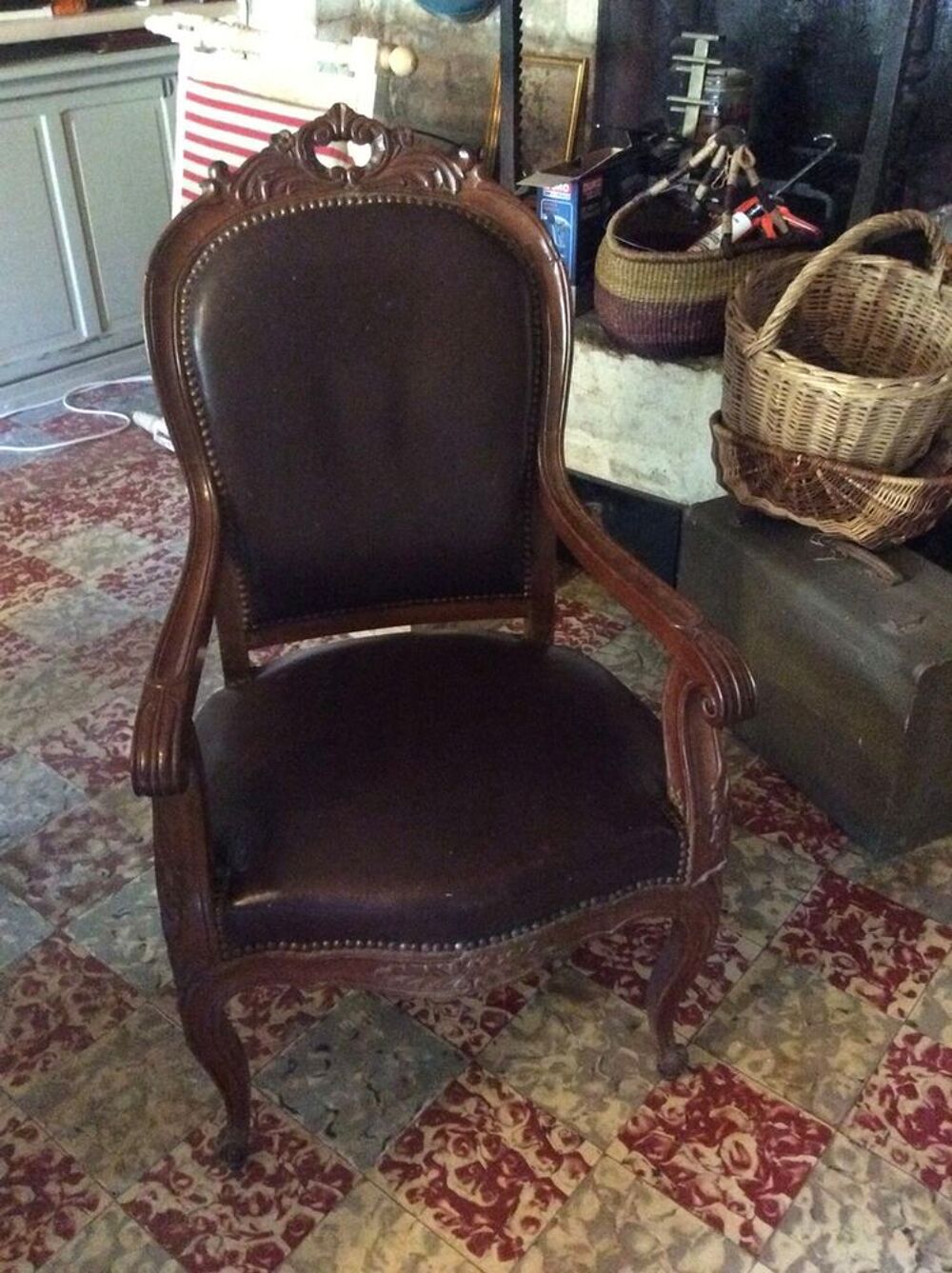 Fauteuil ancien cuir Meubles