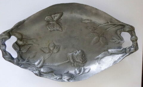 Plat ovale �tain de Belle Dr�ve rose papillon 11 Clermont-Ferrand (63)