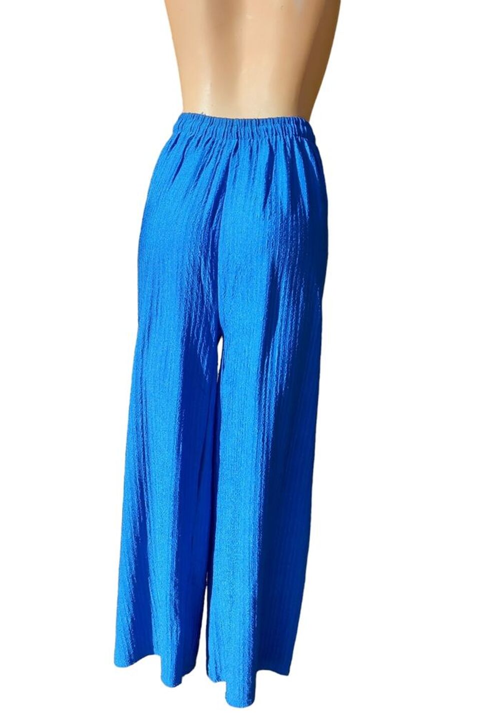 Pantalon palazzo femme bleu &eacute;lectrique uni Vtements